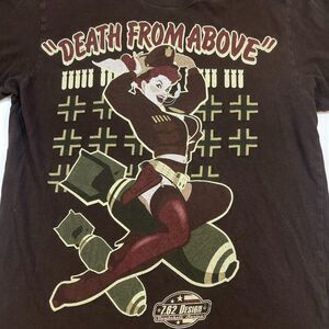 DEATH FROM ABOVE WW2 FIGHTER PLANE NOSE ART T SHIRT Mens S 7.62 Design